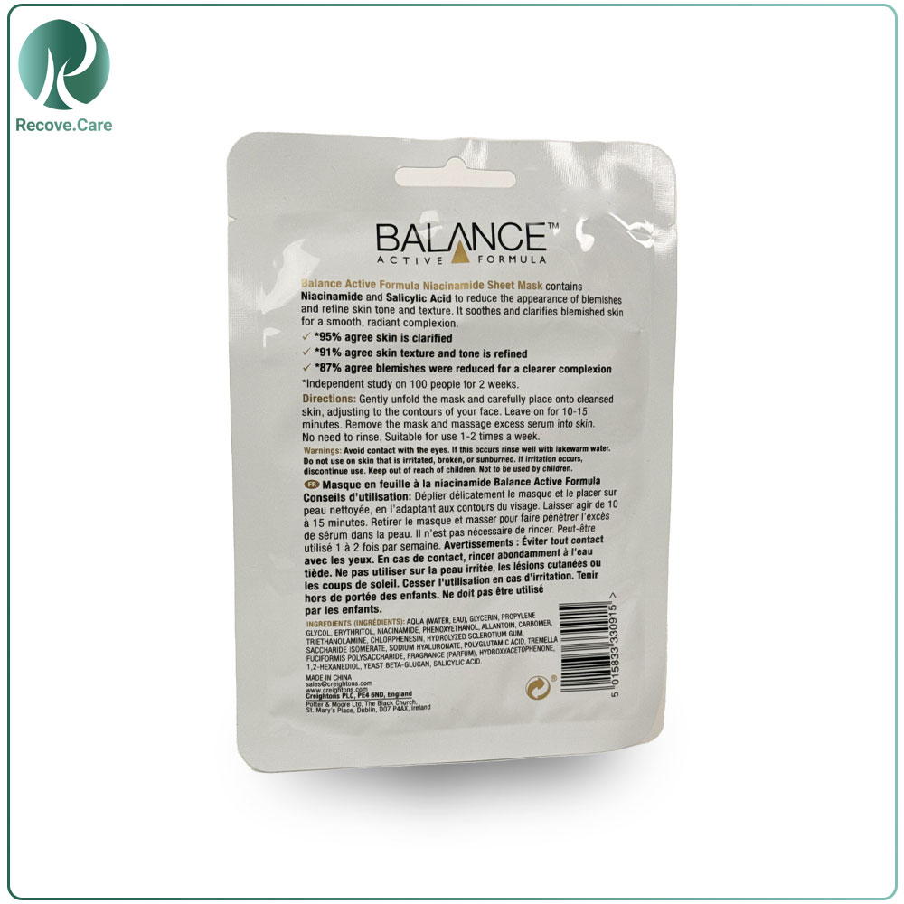 ماسک صورت ورقه ای نیاسینامید بالانس Calm & Clear